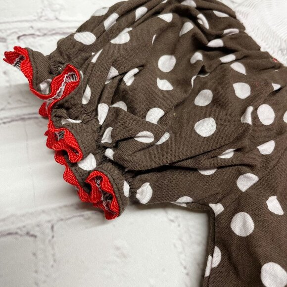 Molly Pop 18 mos Fall Leaves Smocked Dress Brown Polka Dot Cotton - Picture 4 of 8